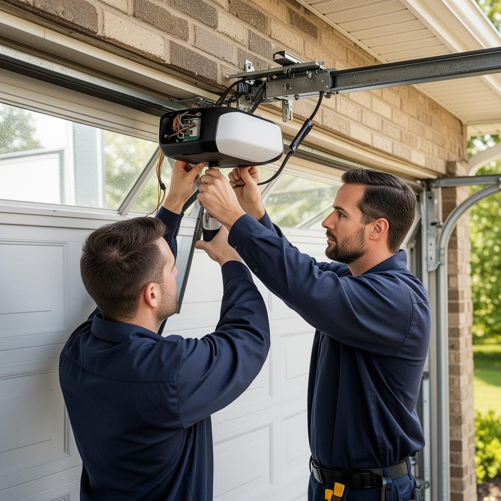 Norman Garage Doors professional installation team working on a new garage door